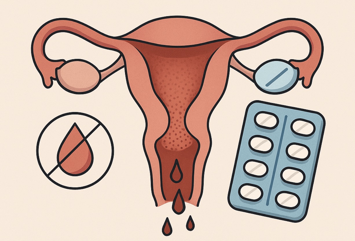 Darstellung der Menstruationsblutung unter Medikamenten, die das Blut verdünnen.